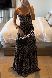 In The Maldives Leopard Waisted A-line Slip Maxi Dress