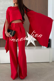 City Atelier Bell Slit Sleeve Top and High Rise Pocket Wide Leg Pants Set