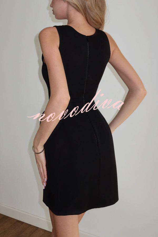 Solid Color Shawl and Square Neck Sleeveless Fitted Mini Dress Two-piece Set