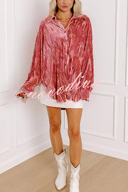 Solid Color Velvet Light-sensitive Drape Loose Shirt