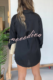 Solid Color Long Sleeve Button Casual Shirt-Style Rompers