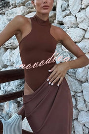 Sexy Sleeveless Slim Waist Hollow Out Maxi Dress