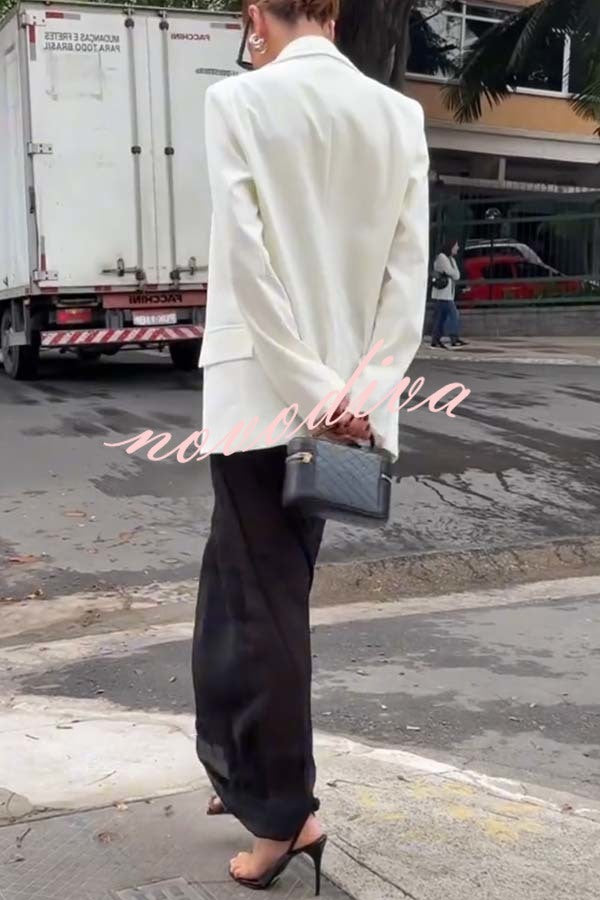 Autumn Avenue Double-breasted Long Sleeve Lapel Loose Blazer