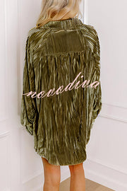 Solid Color Velvet Light-sensitive Drape Loose Shirt