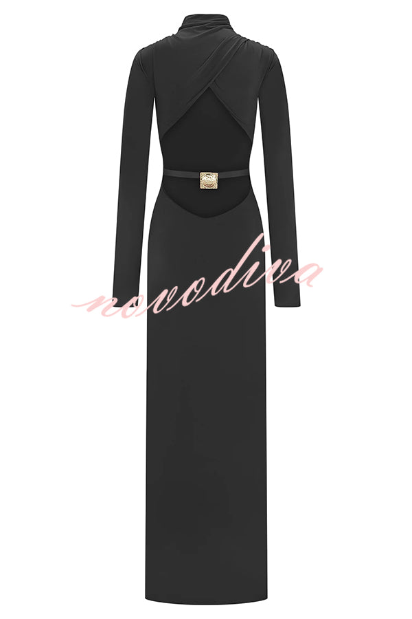 Sexy Backless Long-sleeved Stretch Slim-fit Maxi Dress
