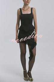 Fashionable Lace Asymmetrical Elegant Mini Skirt