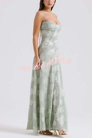 Fashion Sexy Suspenders See-through Holiday Slim Maxi Dress