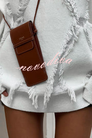 Fashionable Diamond Hollow Tassel Loose Sweater