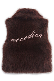 Stylish Collared Sleeveless Short Faux Fur Vest