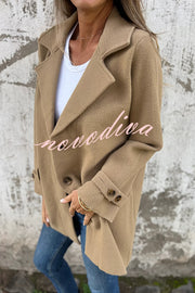 Solid Color Casual Lapel Long Sleeve Loose Woolen Jacket