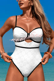 Fashion Contrast Color Hollow Stretch One-piece Swimsuit