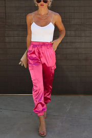 Something Great Satin Pocketed Elastic Waist Cargo Pants