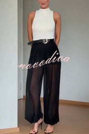 Autumn Avenue Chiffon See-Through Elastic Waist Aladdin Bloomers Pants