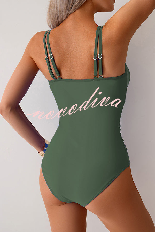 Fashion Waist Mesh Stretch One-piece Swimsuit