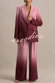 Enya Ombre Print Single Button Long Sleeve Lapel Loose Blazer
