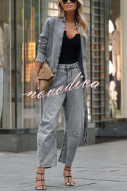 Casual Meetup Washed Denim Mid Rise Pocketed Barrel Jeans