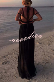 Aphrodite Draped Braids Crop Tank and Wrap Slit Maxi Skirt Set