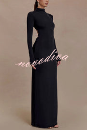 Sexy Backless Long-sleeved Stretch Slim-fit Maxi Dress