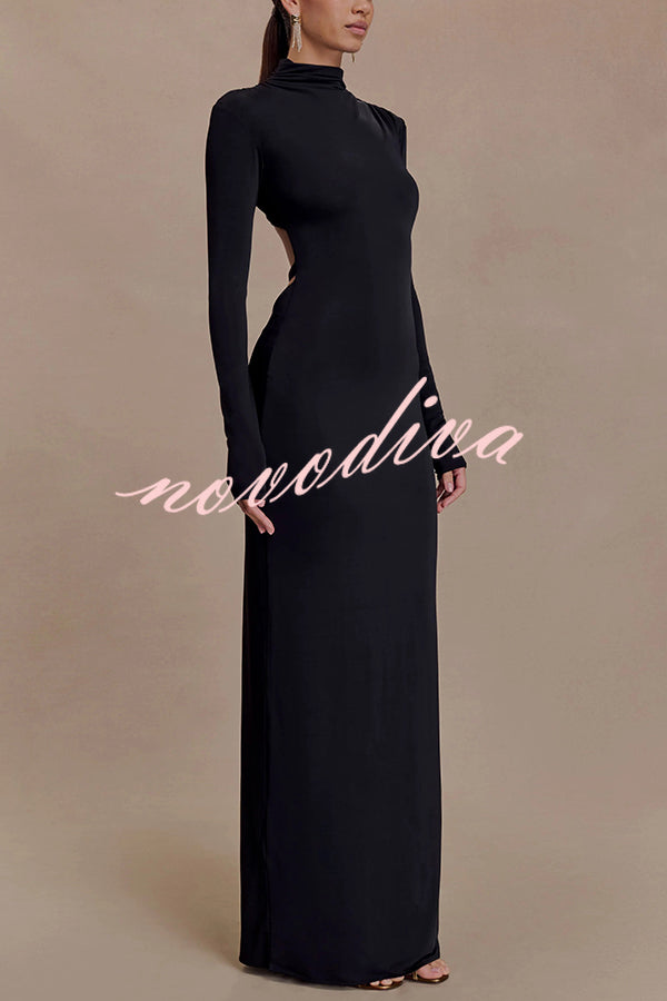 Sexy Backless Long-sleeved Stretch Slim-fit Maxi Dress