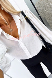 Fashionable Polka Dot Lantern Sleeve Loose Shirt