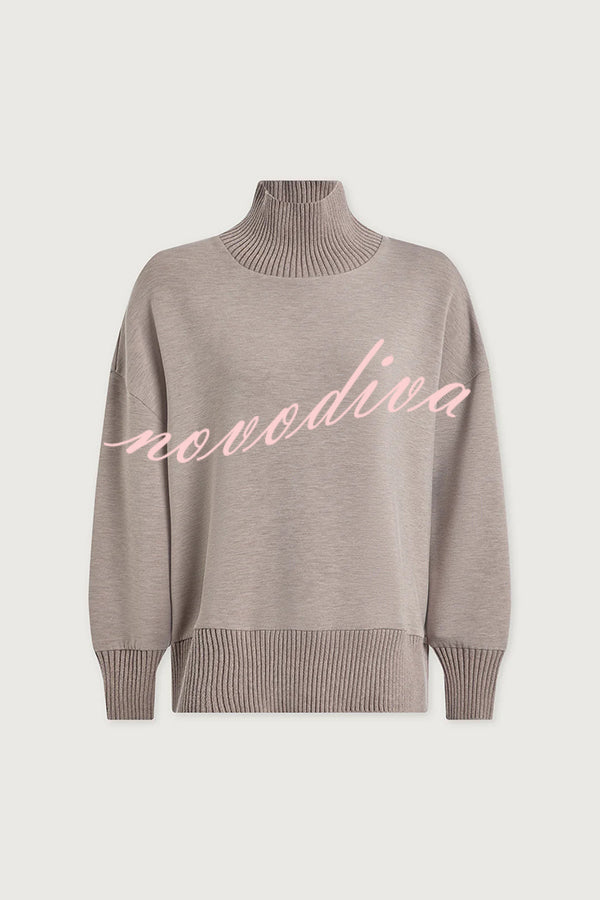 Berner High-Neck Long Sleeve Side Zipper Sweatshirt and Elastic Waist Pocketed Loose Pants Set