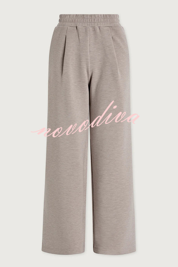 Berner High-Neck Long Sleeve Side Zipper Sweatshirt and Elastic Waist Pocketed Loose Pants Set