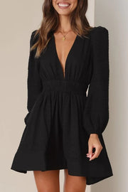 Dream of Love Long Sleeve Elastic Waist Mini Dress