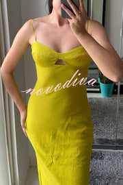 Sexy Hollow Strap Backless Slim Midi Dress