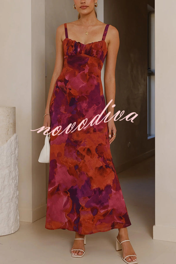 Fashion Tie-dye Backless Suspender Holiday Maxi Dress