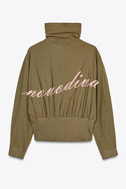 Fashionable High-neck Long-sleeved Zippered Simple Jacket