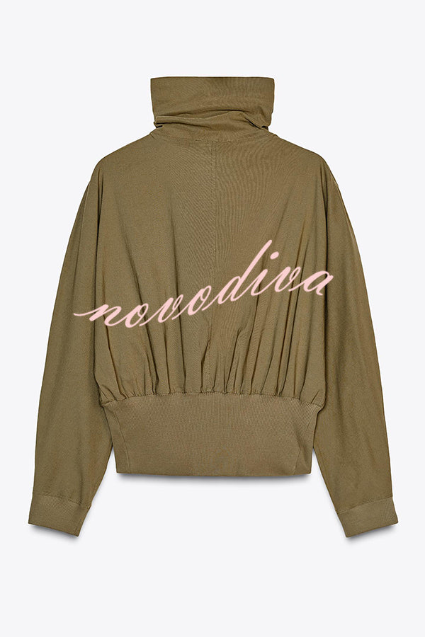 Fashionable High-neck Long-sleeved Zippered Simple Jacket