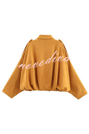 Fashion Lapel Long-sleeved Casual Bomber Jacket