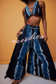 Relaxed and Bold Tie Dye High Rise Back Tie-up Oversized Wide Leg Pants