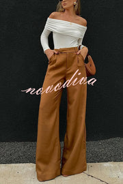 Solid Color Casual Pocket Loose Wide-leg Pants