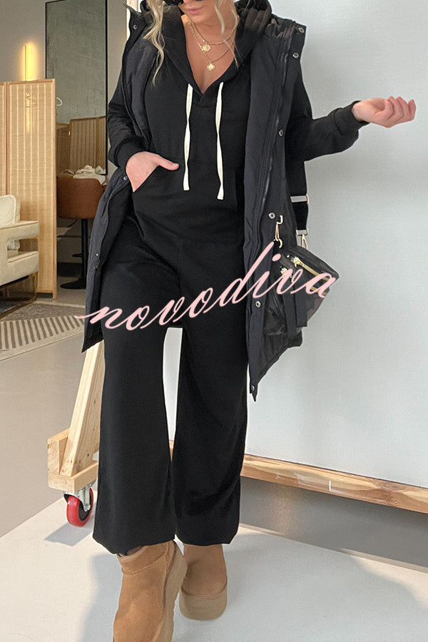 Cozy Days Long Sleeve Pocket Hooded Drawstring Jumpsuit