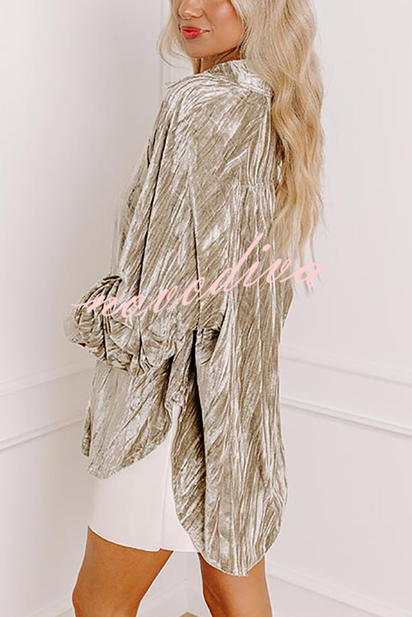 Solid Color Velvet Light-sensitive Drape Loose Shirt