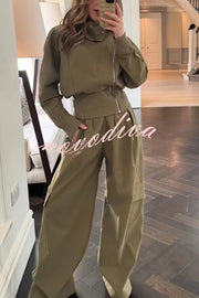Fashionable High-neck Long-sleeved Zippered Simple Jacket