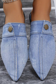 Casual Flat Pointed Toe Denim Slippers