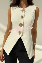 British Elegant Conch and Starfish Decorated Sleeveless Versatile Vest