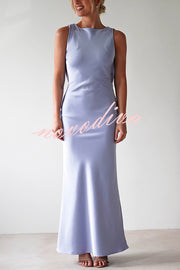 Solid Color Sexy Backless Lace-up Elegant Slim Maxi Dress