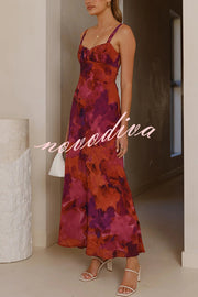 Fashion Tie-dye Backless Suspender Holiday Maxi Dress