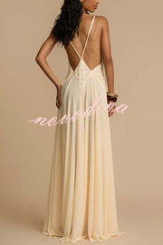 Modern Muse Tulle Lace Patchwork Backless Flowy Maxi Dress