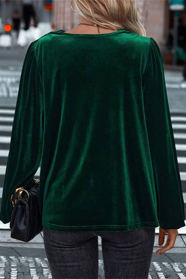 Fashionable Velvet Long-sleeved Loose Casual Top