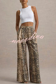 Hurley Ombre Snake Print Elastic Waist Pocketed Wide Leg Pants