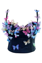 Butterfly Embellished Sexy Sling Backless Top