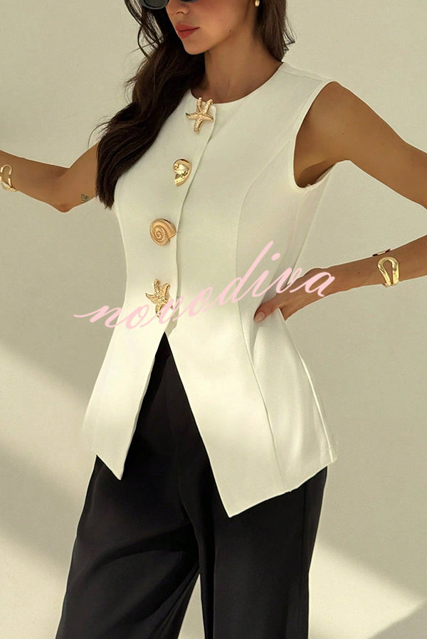 British Elegant Conch and Starfish Decorated Sleeveless Versatile Vest
