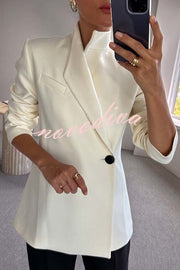 Fashionable Leader One Button Stand Collar Long Sleeve Blazer Jacket