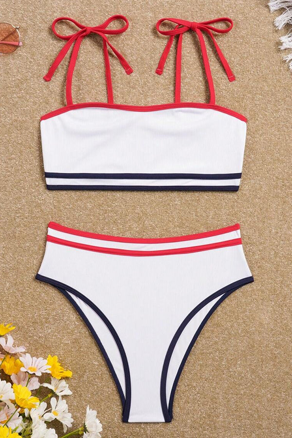 Independence Day Sexy Bikini High Waist Striped Tankini Swimsuit