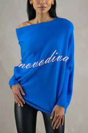 Solid Color Round Neck Long Sleeve Loose Knitted Sweater