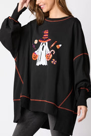 Halloween Ghost Sequin Loose Casual Sweatshirt